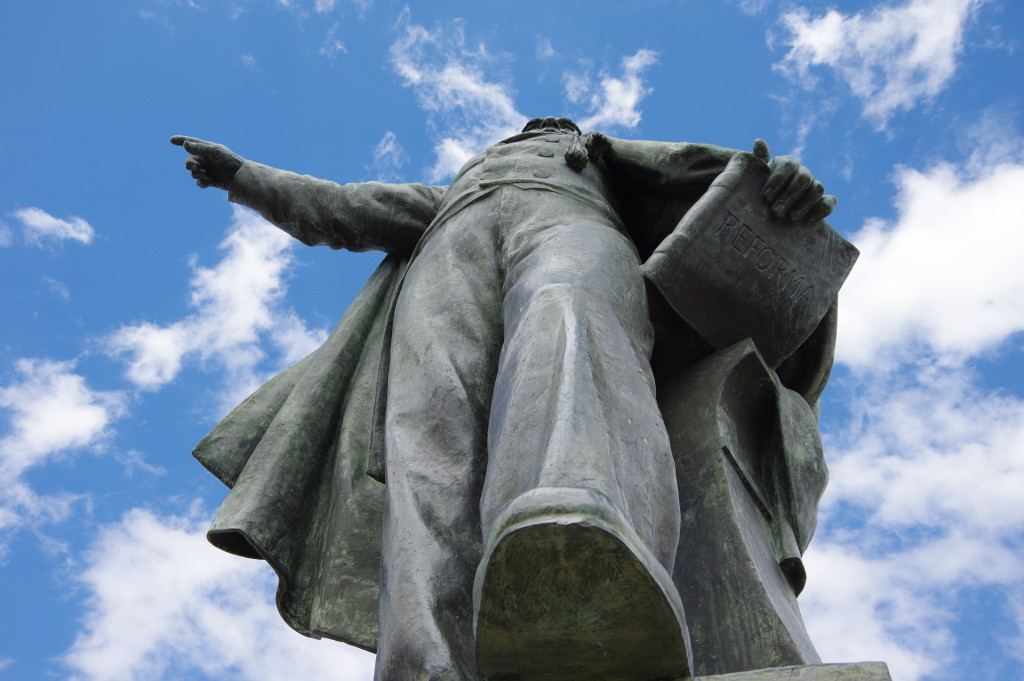 Statue of National Hero Benito Juárez overlooking the city center