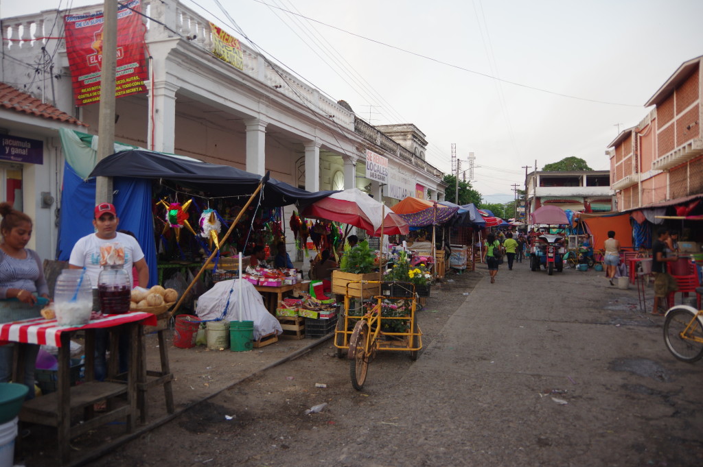 Market along a former railway line