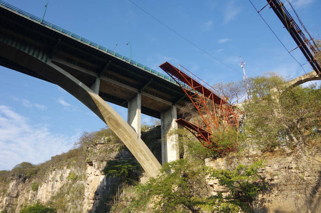 Incomplete bridge at the entrance to Cañon Sumidero