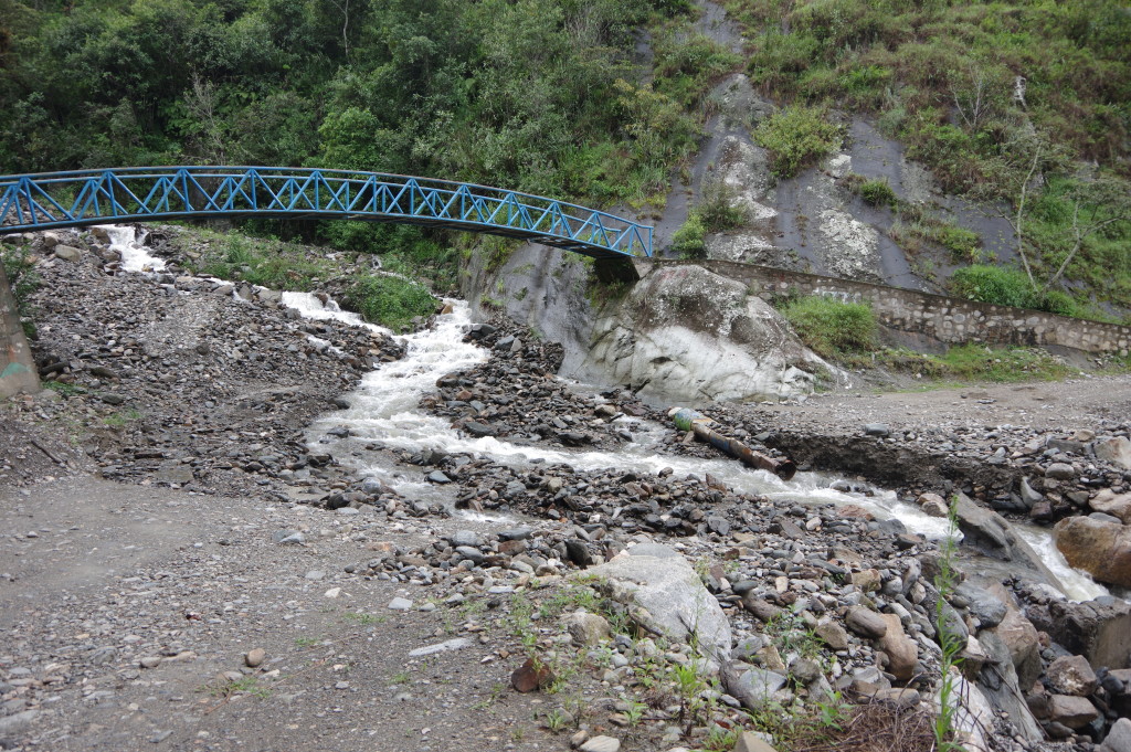 The road has been washed away (apparently there is another access road to the village though)