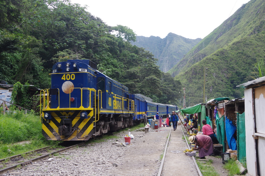 Peru Rail train waiting in Hidroeléctrica